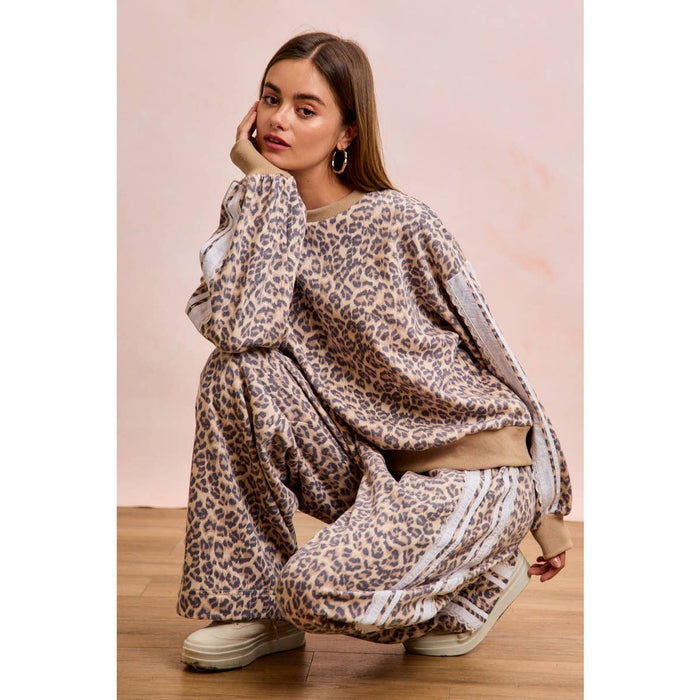 Leopard Lace Contrast Sweatpant