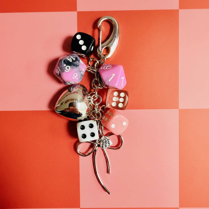 Cluster of Pink Dice Keychain