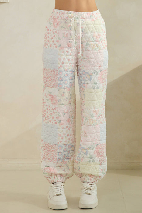 Shades Of Pink Quilted Pastel Joggers