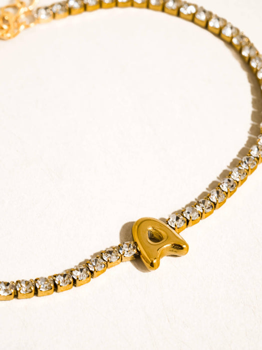 Chaplin Rhinestone Letter Bracelet 18k Gold