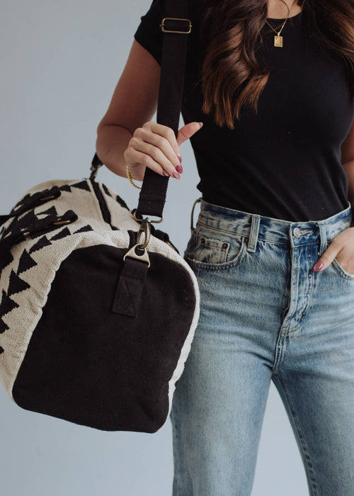 Cream & Black Aztec Duffle