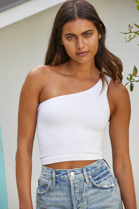One Shoulder Ribbed Tank
