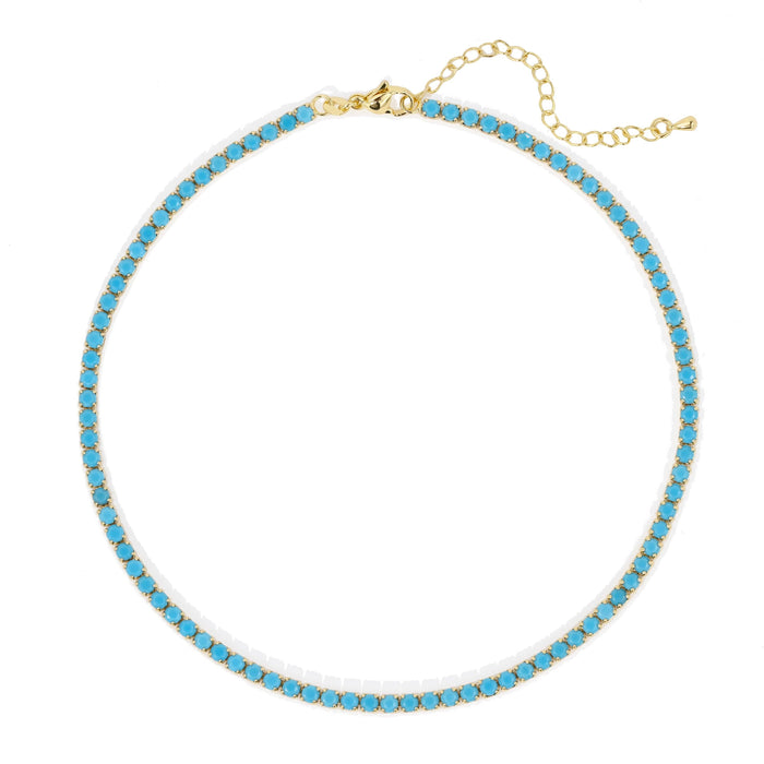 Chloe Tennis Choker - Turquoise 18K Gold