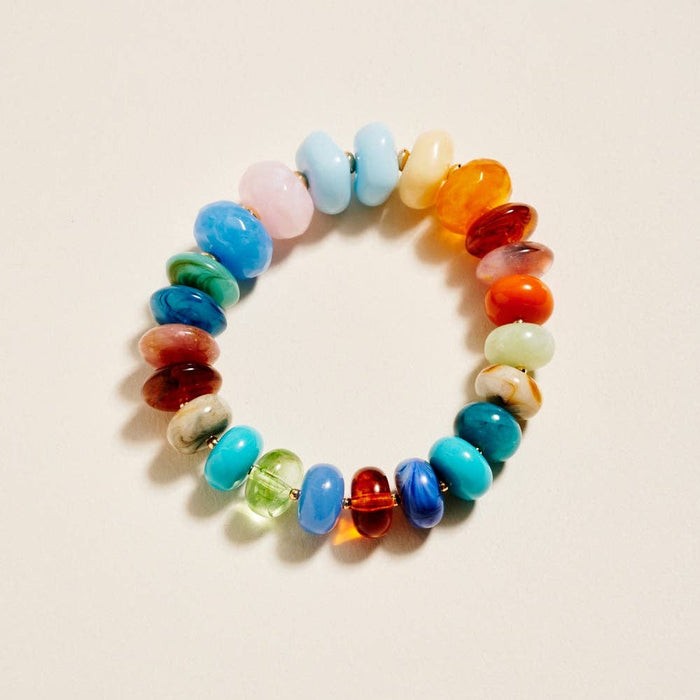 Marbled Colourful Beaded Stretch Bracelet