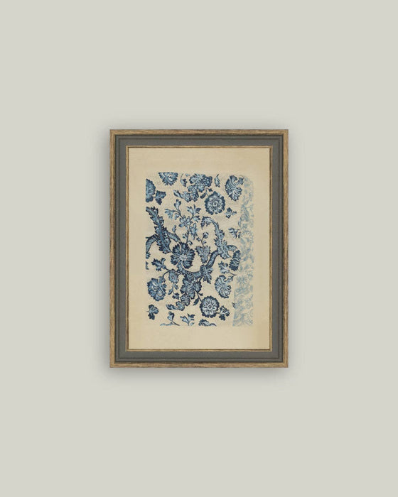 Blue Textile Pattern Framed Antique Art