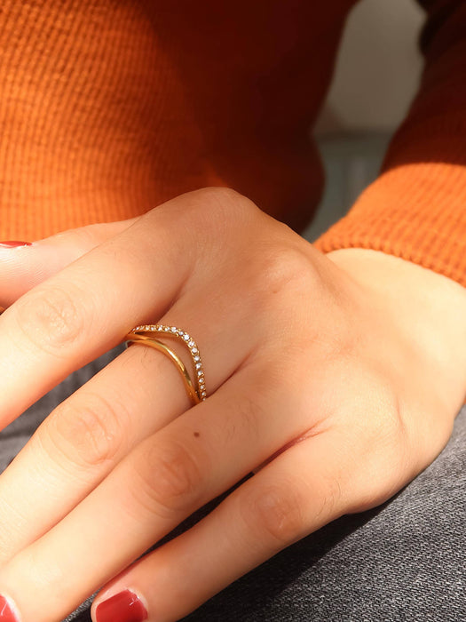 Layered V Ring - 18k Gold