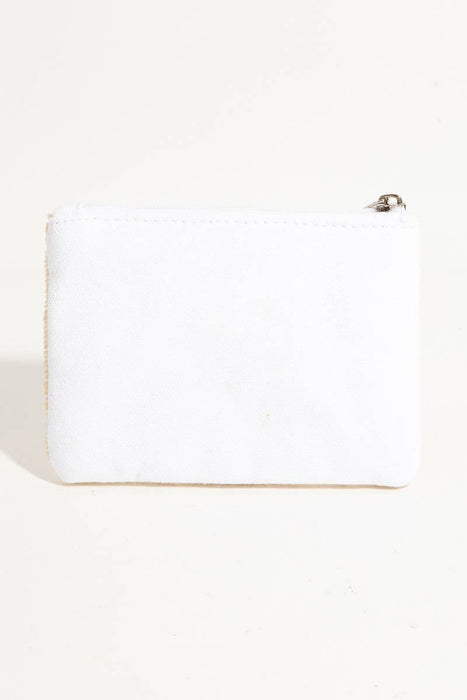 Red Heart White Beaded Coin Purse
