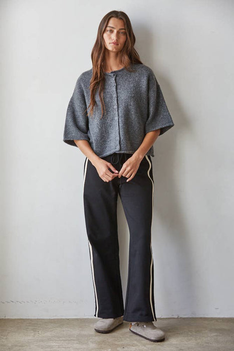 Knit Sweater Quarter Sleeve Button Up Cardigan