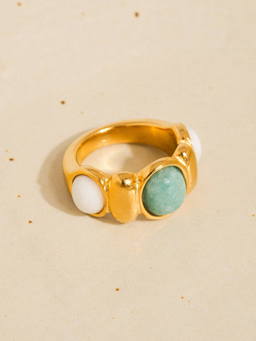 Natural Stone Ring - 18k Gold
