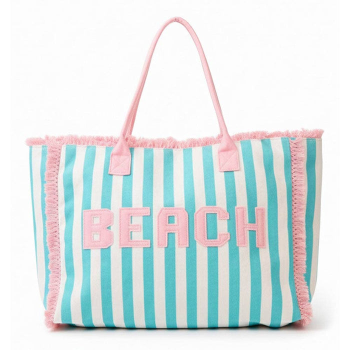 BEACH Letter Embroidery Terry Cloth Tote Bag