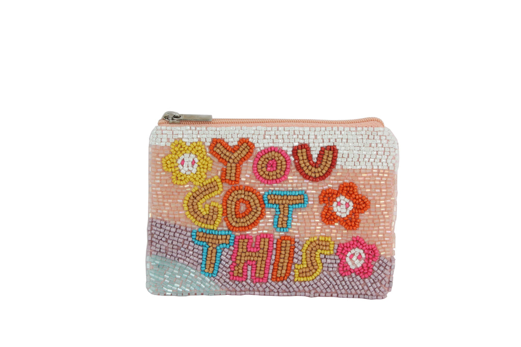 You Got This Beaded Coin Purse