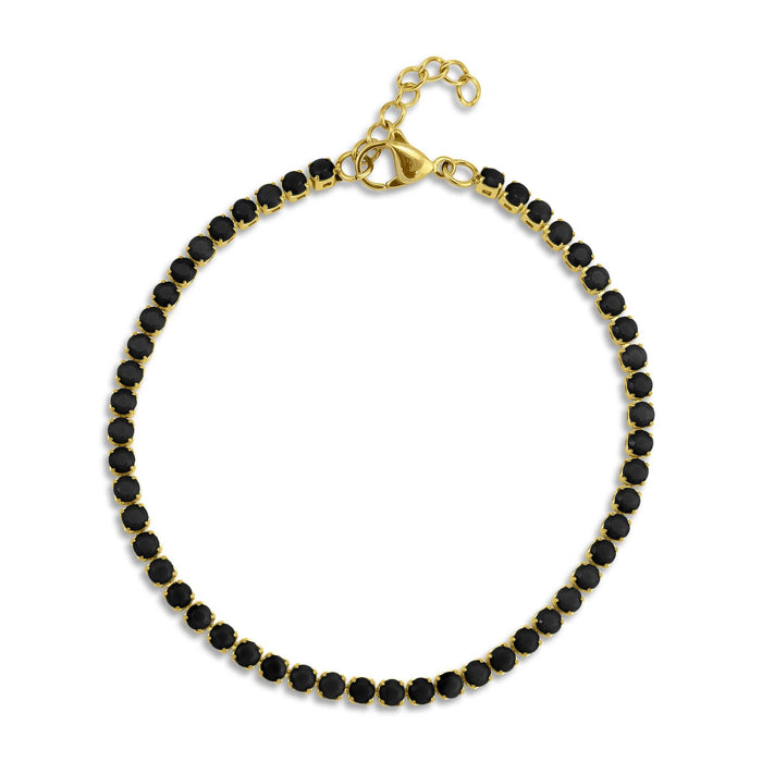 Jet Black Tennis Bracelet / Anklet - 18K Gold