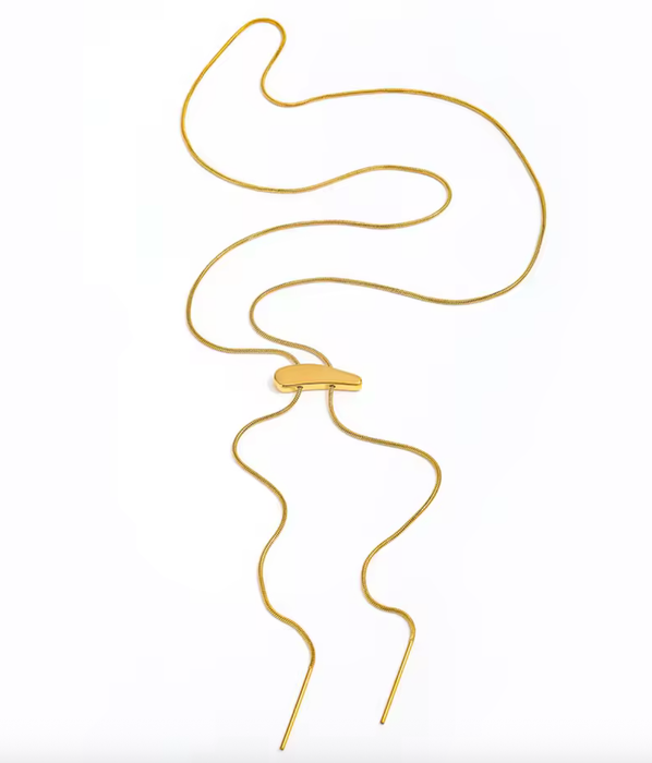 Lariat-Gold Nugget Snake Chain Necklace