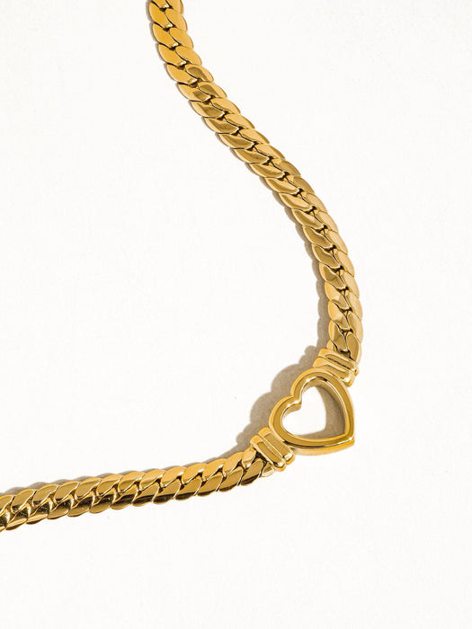 Tessa Heart Snake Chain Necklace 14k Gold