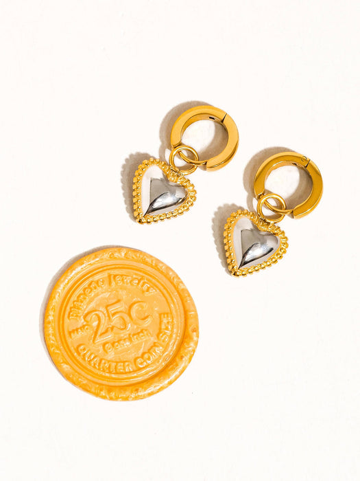 Two Tone Classic Heart Earring 18k Gold