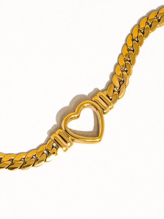 Tessa Heart Snake Chain Necklace 14k Gold