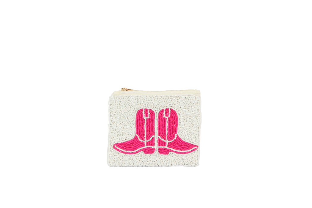 Western Boots Beaded Coin Purse