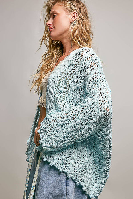 Open Long Sleeved Hooded Cardigan