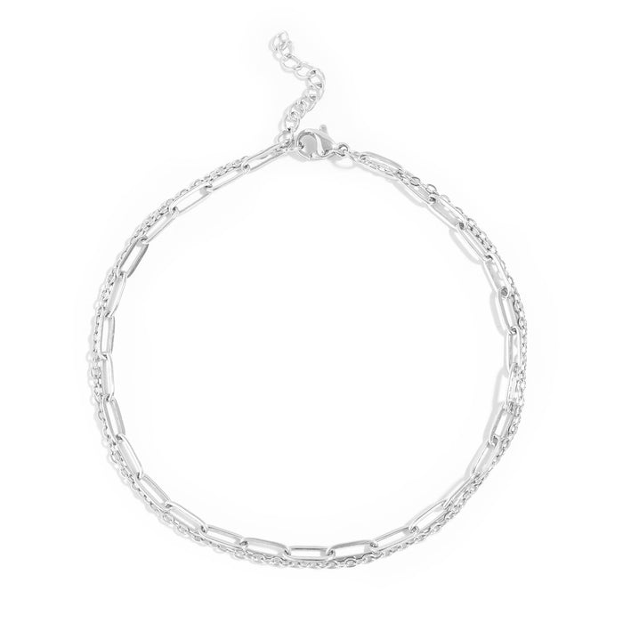 Loop and Paperclip Chain Anklet - 18k Gold