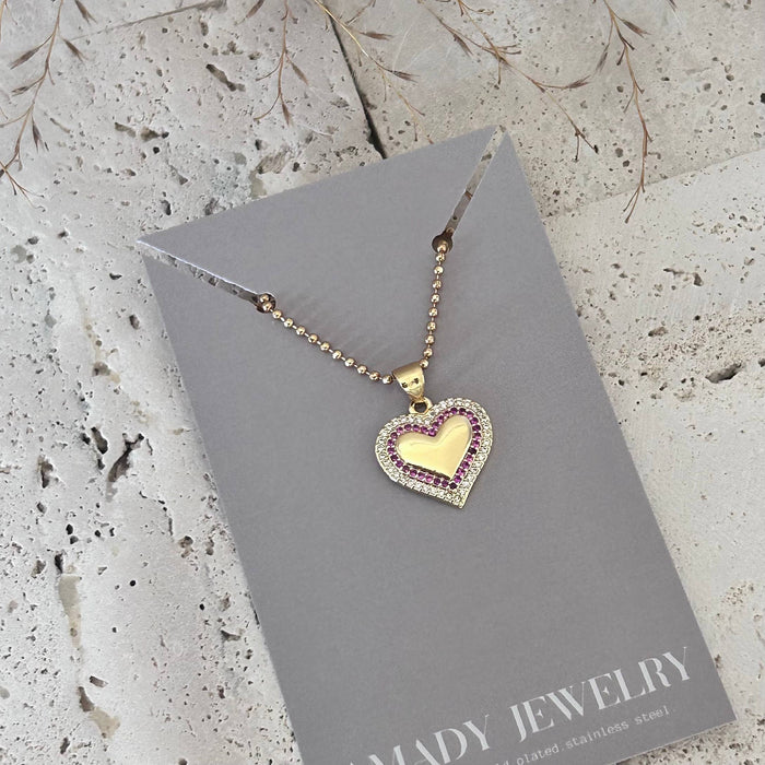 Small Heart Pave Pendant Necklace