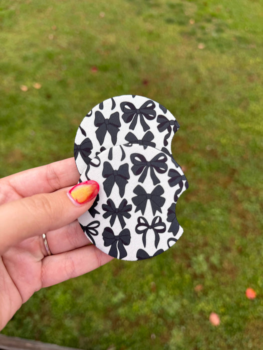 Car Coaster Set - Black Bow