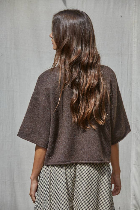 Knit Sweater Quarter Sleeve Button Up Cardigan