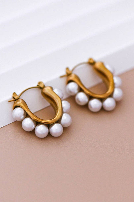 Pearl Hoop Earrings - 18K Gold
