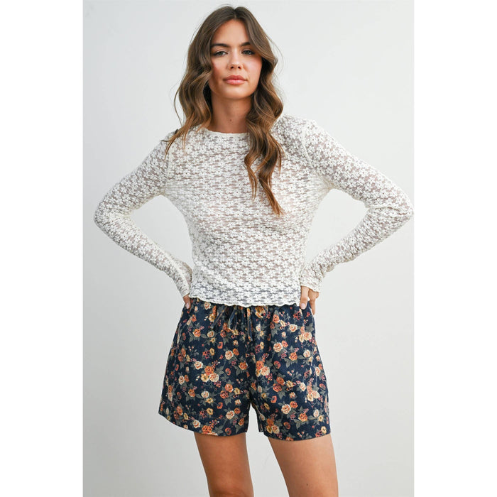Ivory Textured Long Sleeve Top