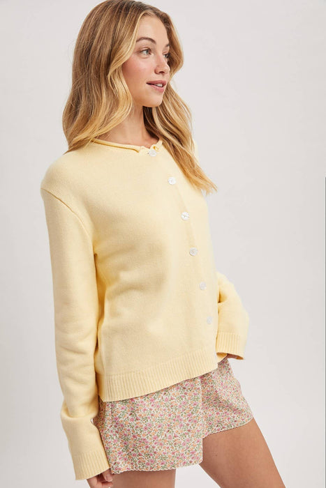 Raw Edge Button-Up Cardigan
