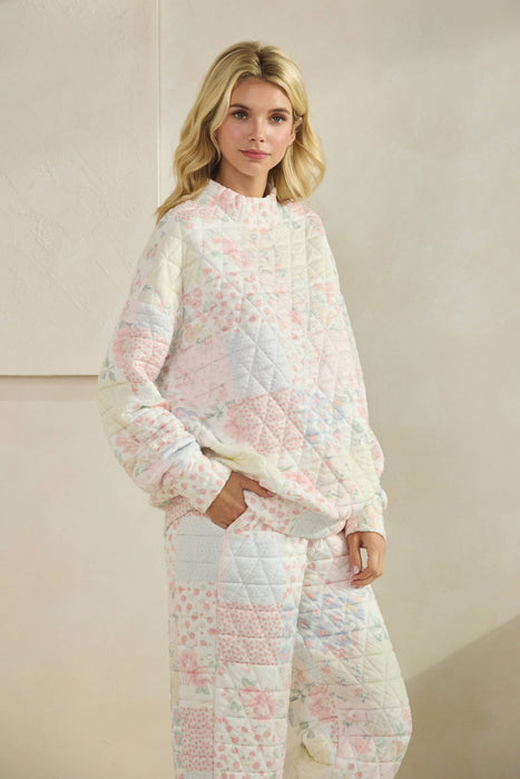 Quilted mock neck sweater