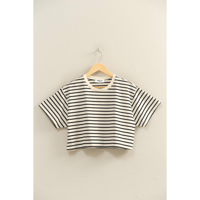 Striped Oversized Cropped Tee