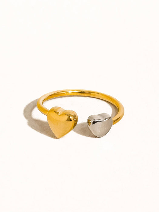 Loanni Two Tone Heart Ring 18k Gold