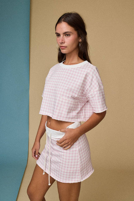 Gingham Cropped Tee