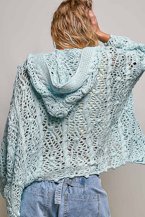 Open Long Sleeved Hooded Cardigan