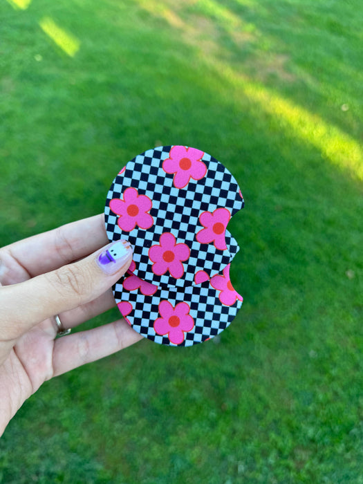 Car Coaster Set - Neon Flower