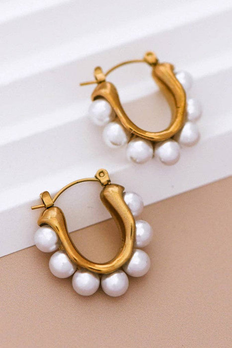 Pearl Hoop Earrings - 18K Gold