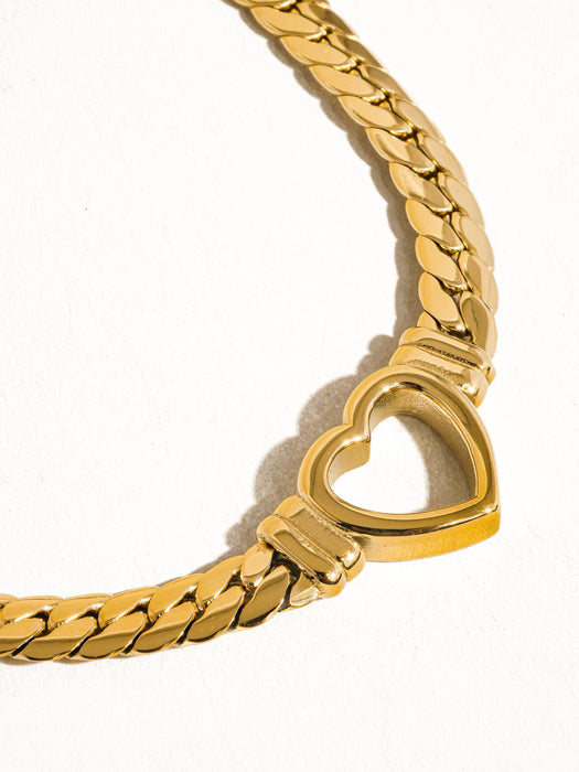Tessa Heart Snake Chain Necklace 14k Gold