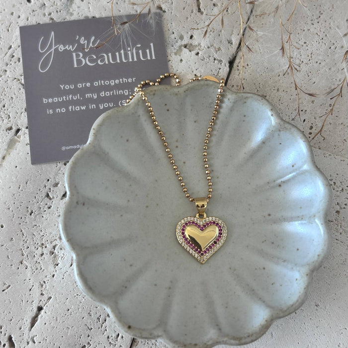 Small Heart Pave Pendant Necklace