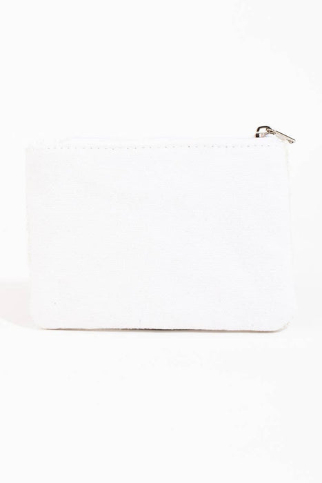 White Beaded Smiley Face Coin Purse