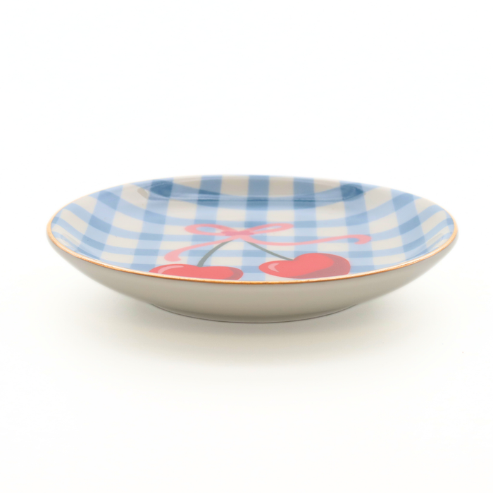 Gingham Cherry Trinket Dish