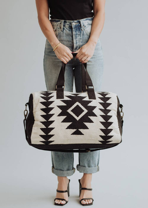 Cream & Black Aztec Duffle