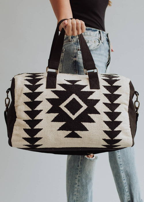 Cream & Black Aztec Duffle