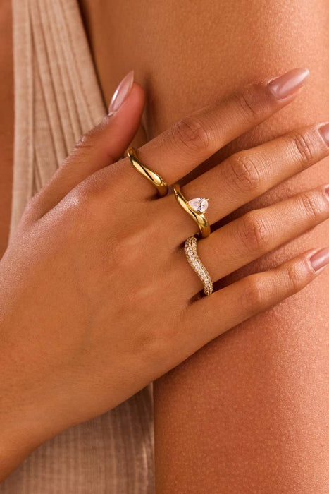 Triple Stack Dome Ring Set - 18k Gold