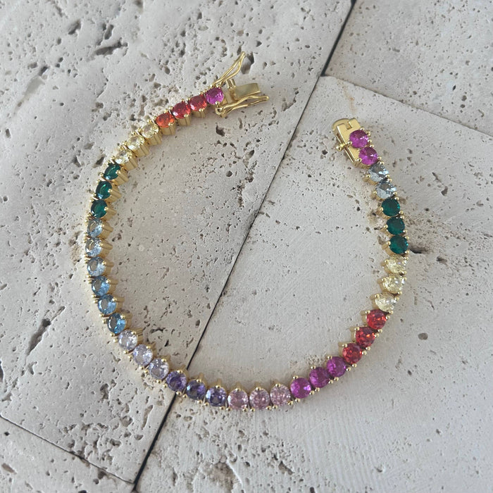 Colourful Rainbow Tennis Bracelet 