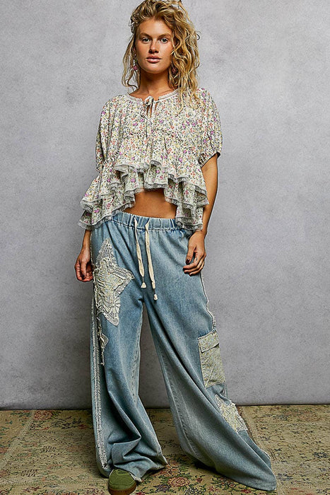 Floral Balloon Sleeve Top