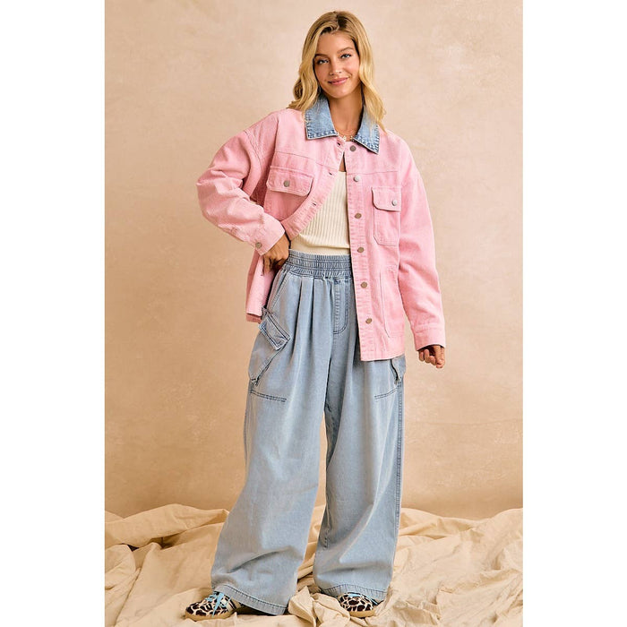 Denim Collar Corduroy Jacket