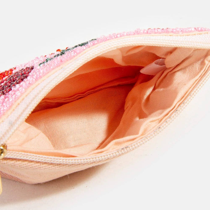 Two Tone Cherries Beaded Coin Purse