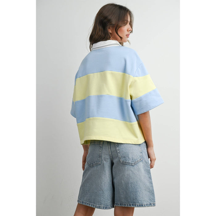 Striped Boxy Polo Shirt