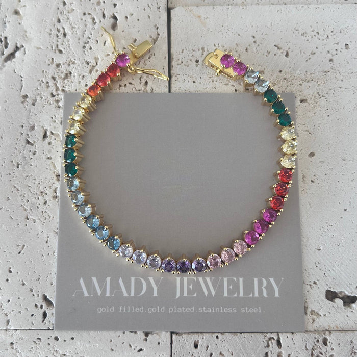 Colourful Rainbow Tennis Bracelet 