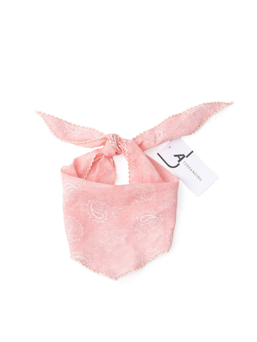 Paisley Print Triangle Scarf with Lace Edge: PINK